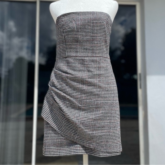 House of Harlow 1960 Wool Houndstooth Strapless Dress - Picture 1 of 14